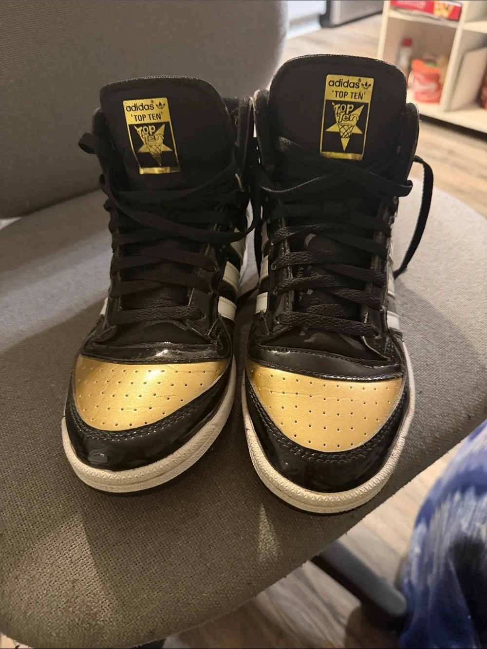 adidas Kids Black and Gold High-Top Sneakers
